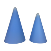 2 Teepee conical lamps by SCE in blue glass