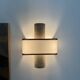Pair of marble wall lights with fabric shades