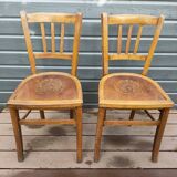 Pair of vintage beech bistro chairs