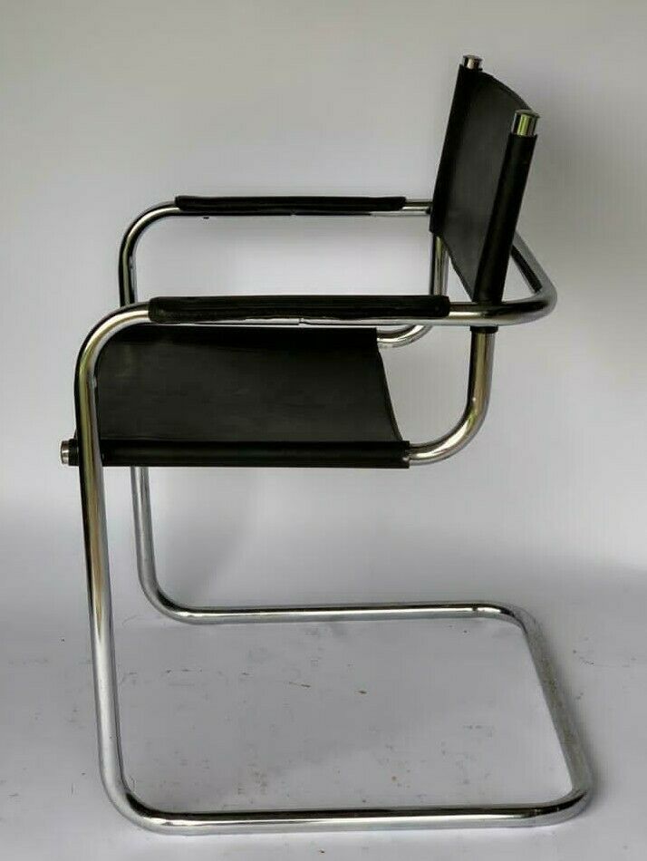Tubular pietement leather armchair 1980