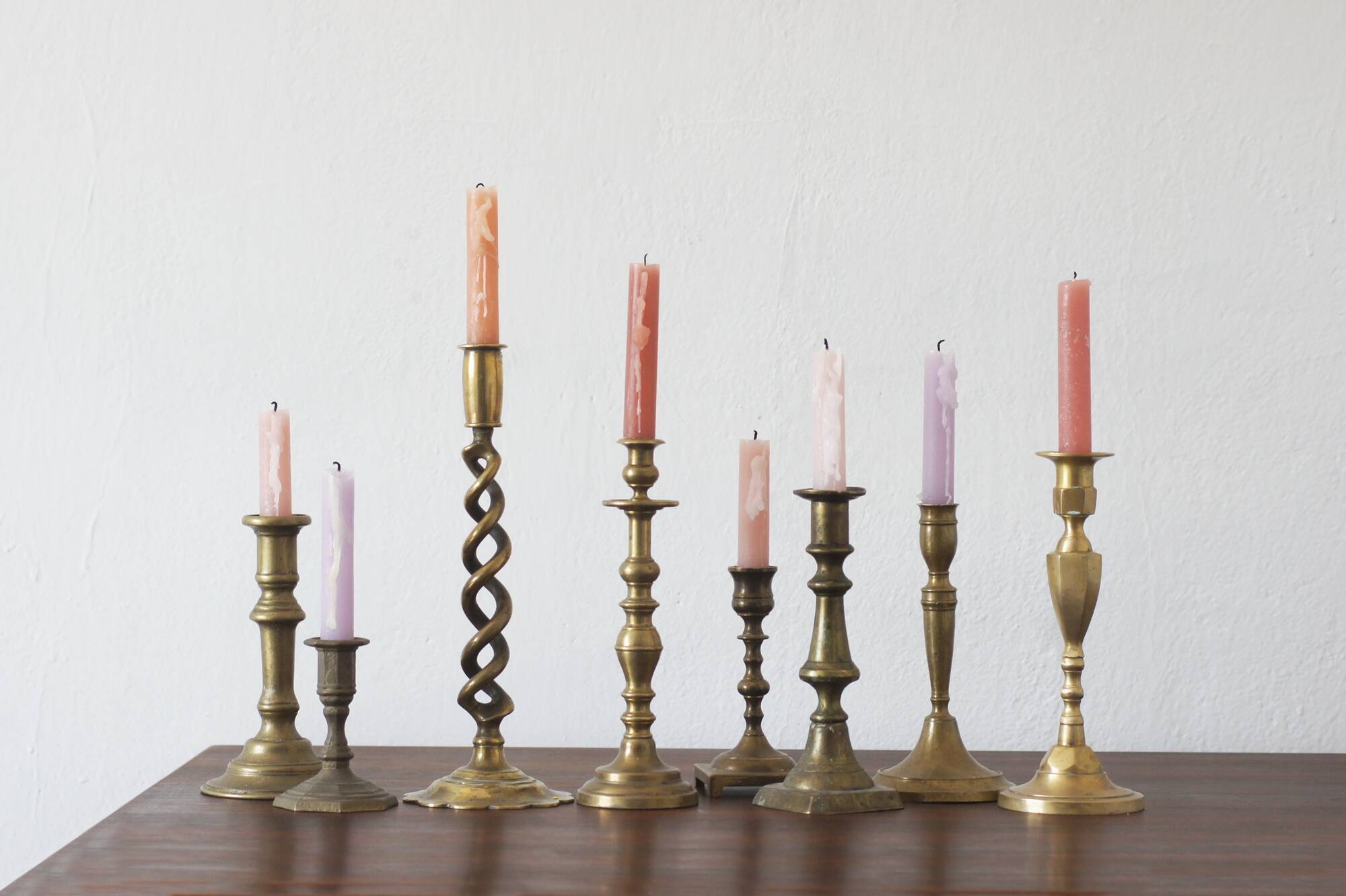 Vintage Brass Candlesticks, 1960s, Set of 8