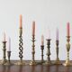 Bougeoirs vintage en laiton, années 1960, lot de 8