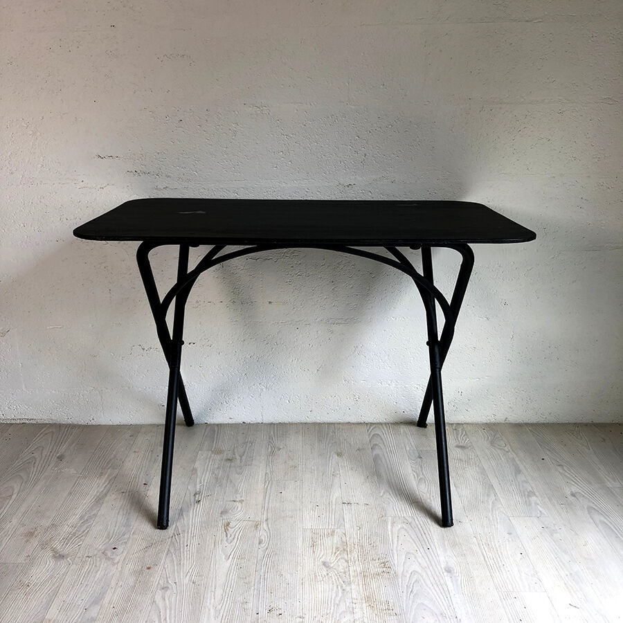60 ' s folding vintage garden table in black metal