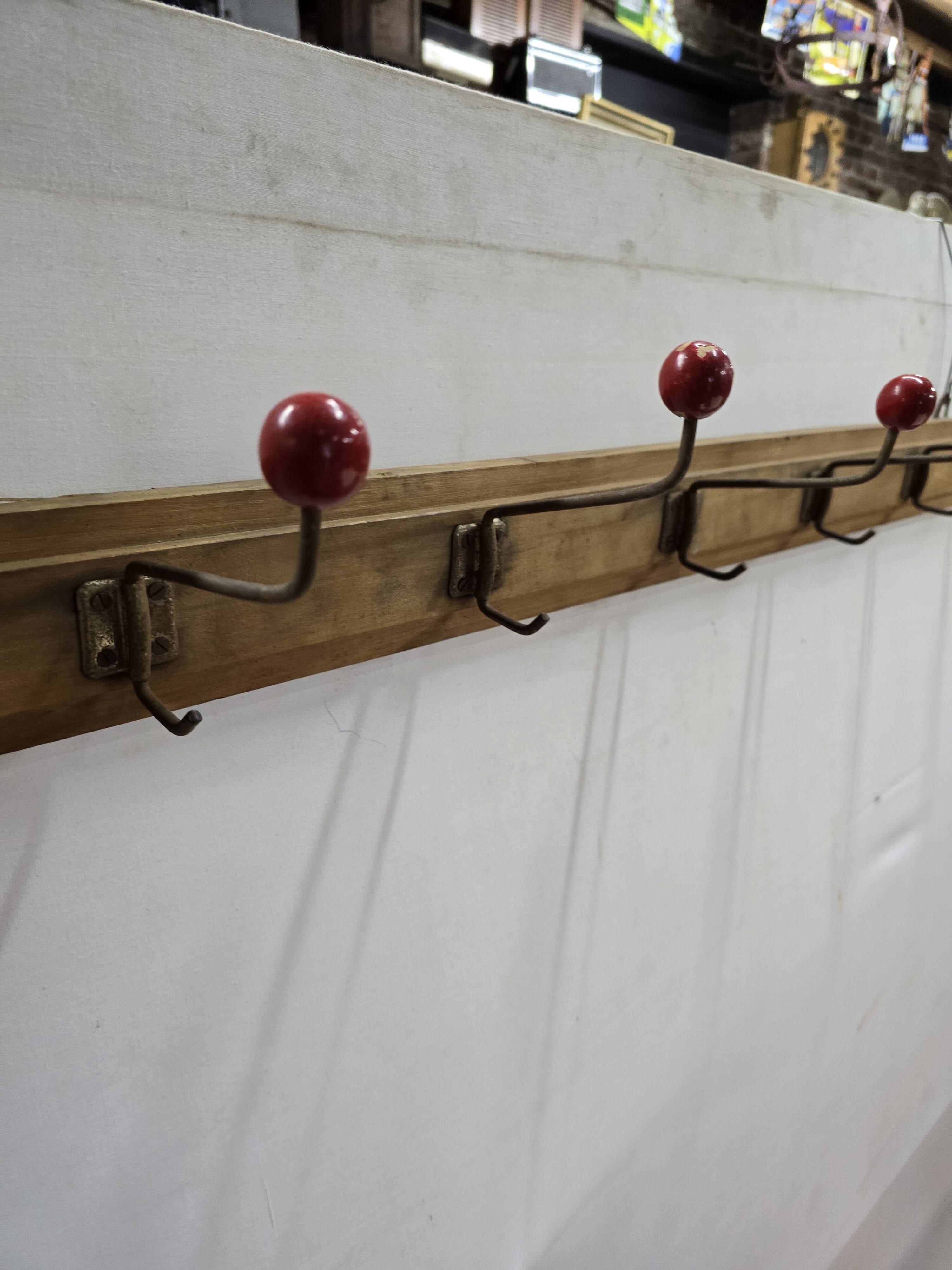 1960s school coat rack with 10 hooks