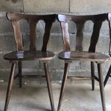 Lot de 4 chaises bistrot vintage en bois précieux, 1950
