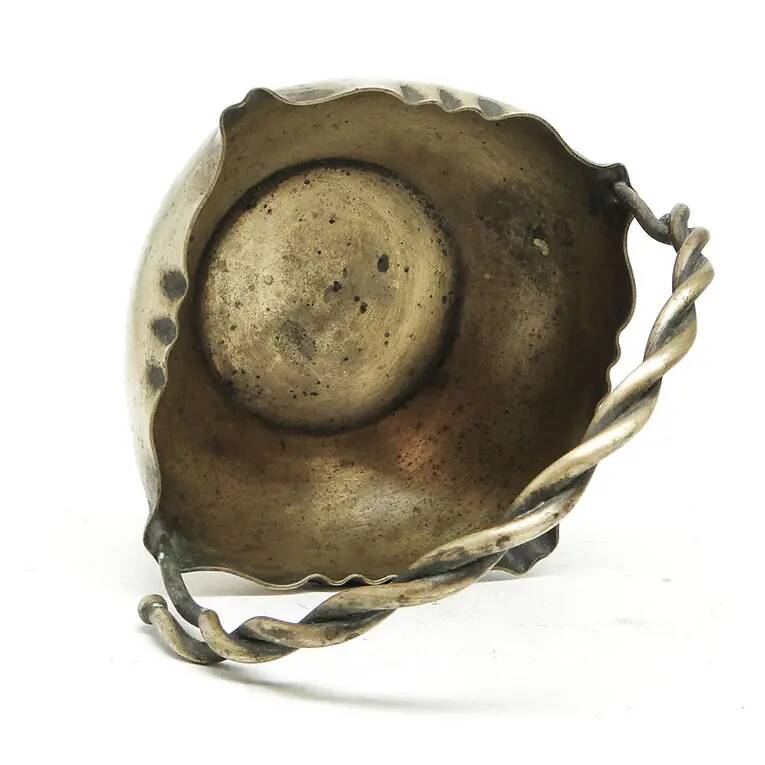 Basket sugar bowl, Art Nouveau, silver-plated brass, Norblin, Poland, early 20th century