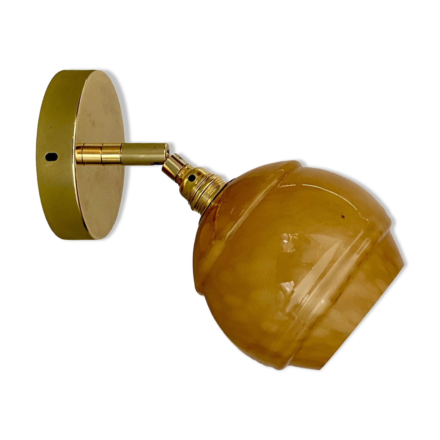Vintage globe wall light in yellow Clichy glass
