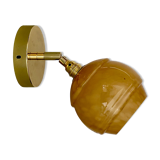 Vintage globe wall light in yellow Clichy glass