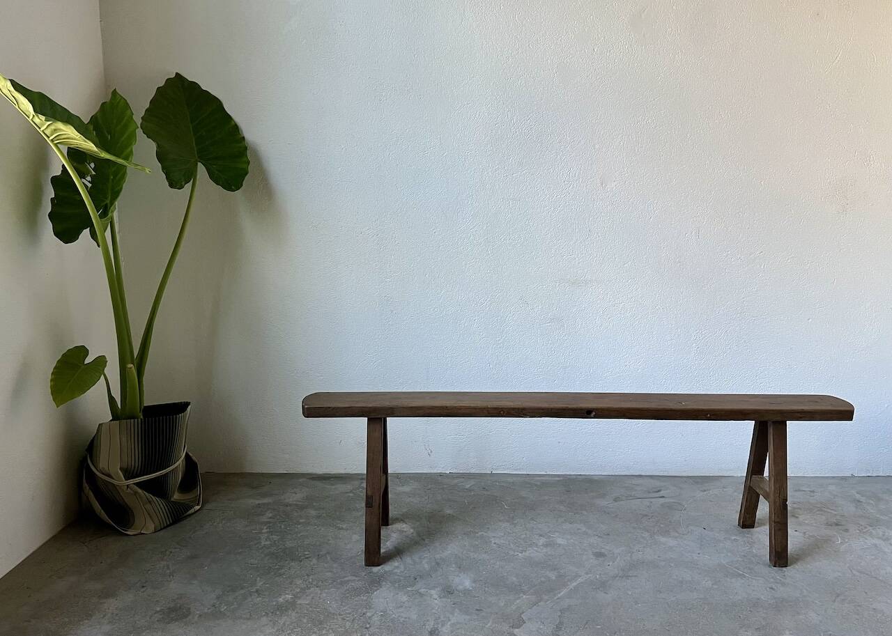 Small solid walnut farm bench, 1950s