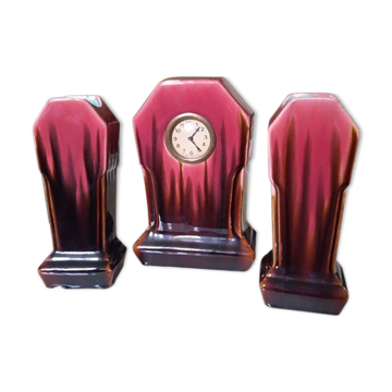 Art Deco 3 vases ensemble Orchies