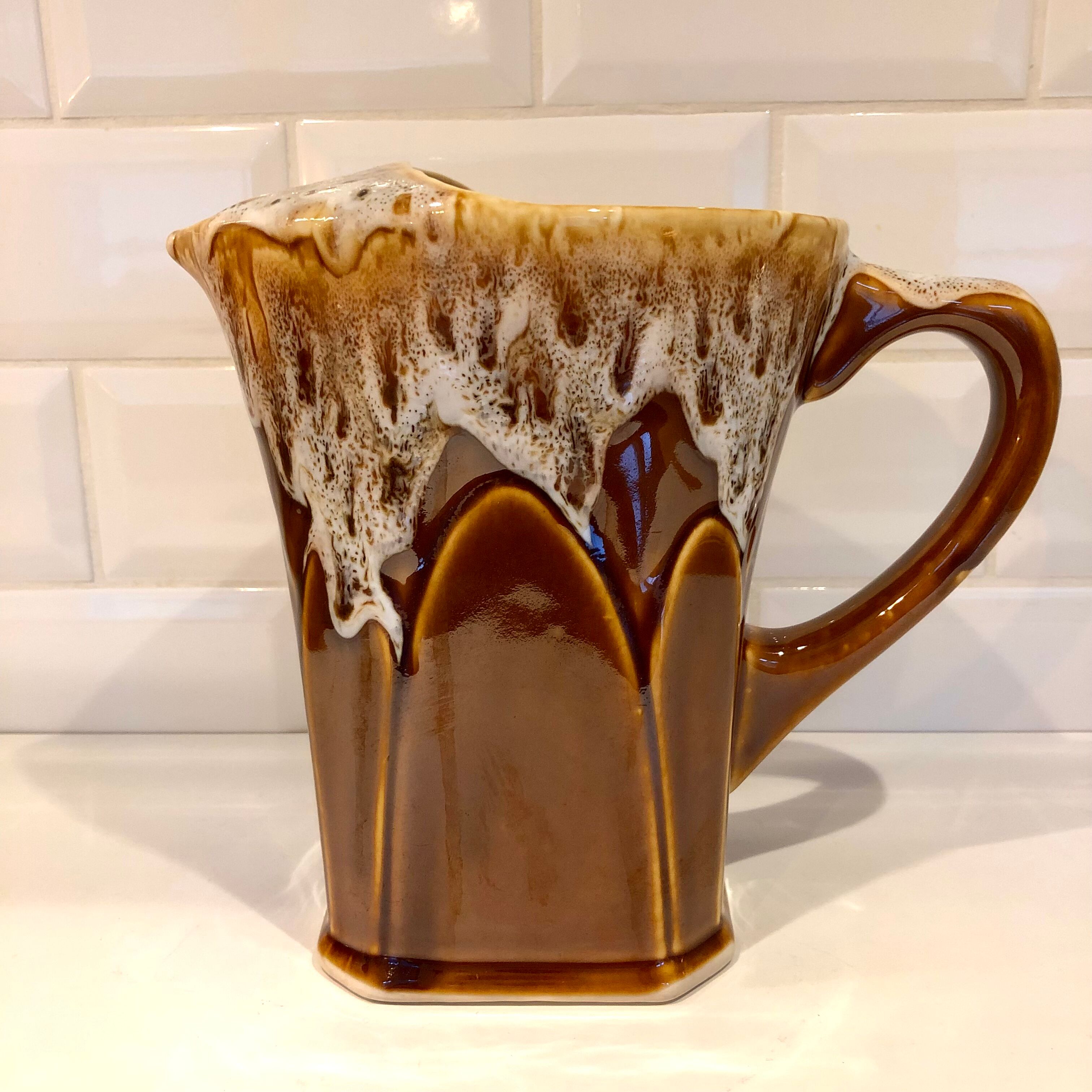 Enamelled ceramic pitcher from the 50s
