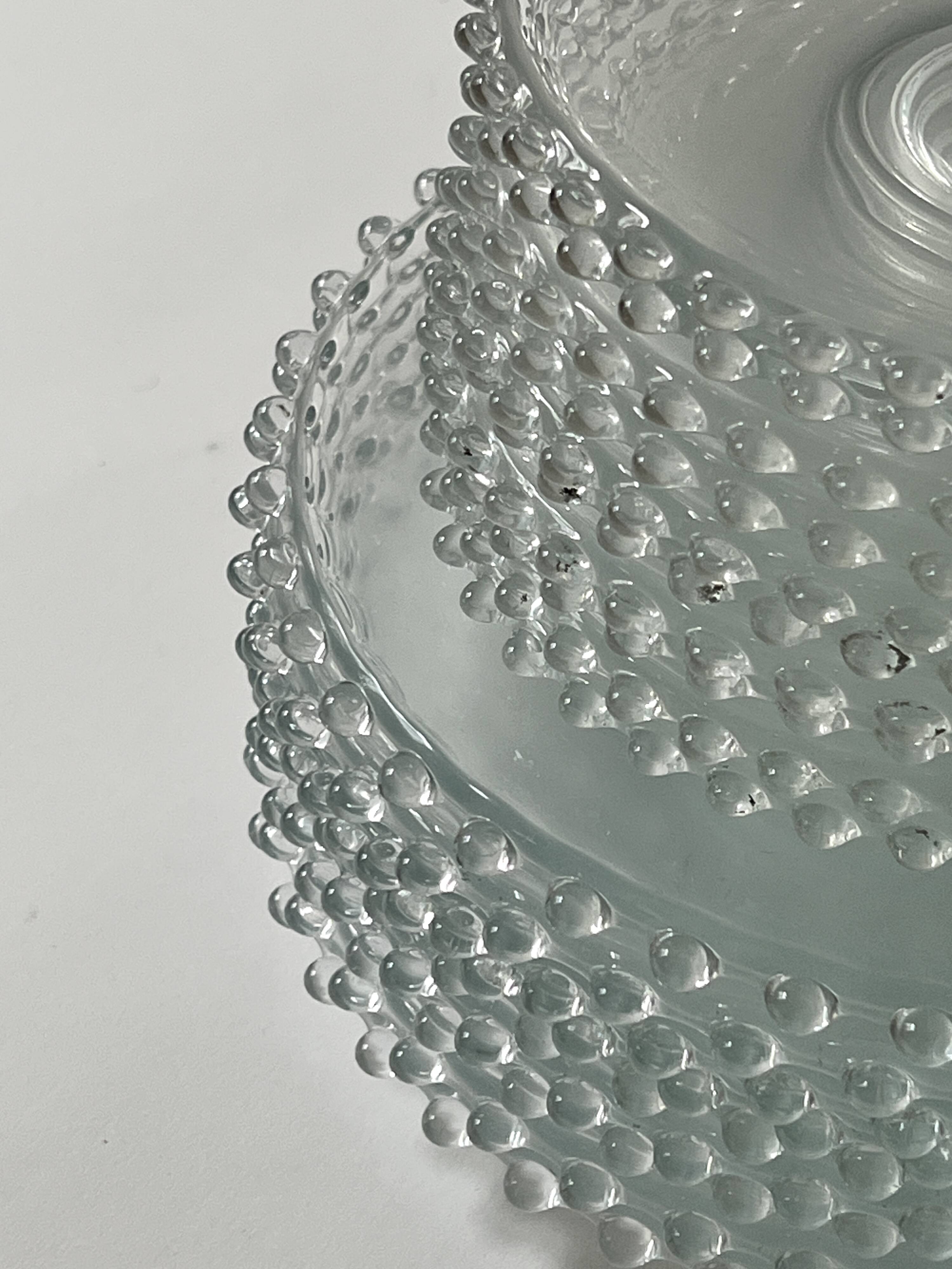 19-piece set of plates and dessert plates in bubbled glass