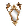 Baroque mirror gilded wood and 2 angels