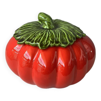 Barbotine tomate - petite soupière majolique