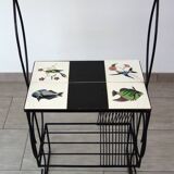 1960s metal and ceramic magazine and record rack