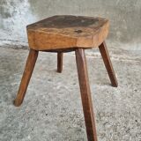 Antique stool oak plant table