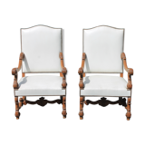 Pair of white skai armchairs