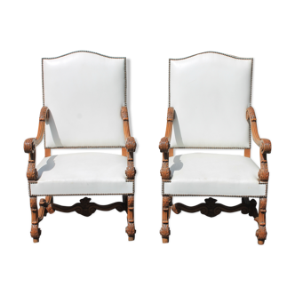 Pair of white skai armchairs