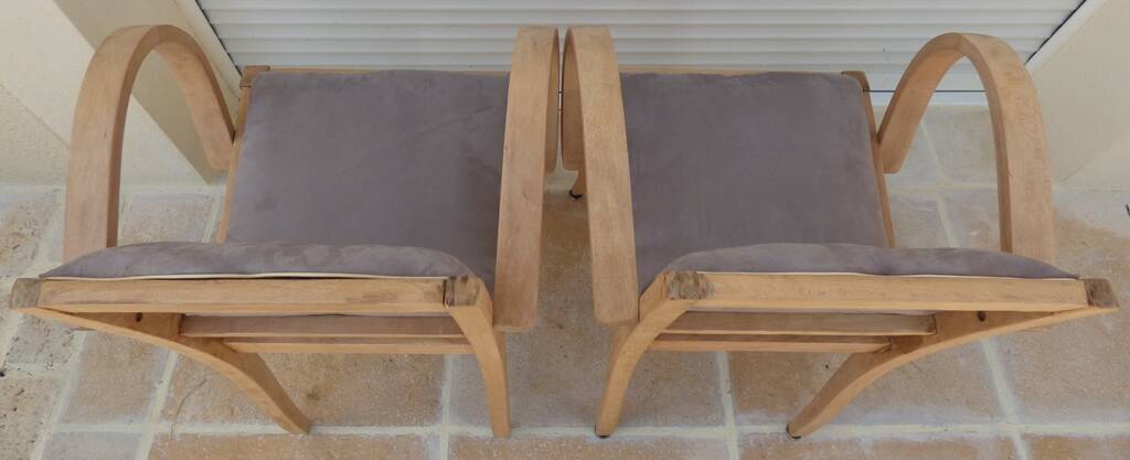 2 chic mustache bridge armchairs from the 50s, fully restored