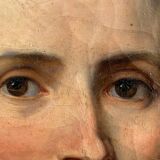 “Portrait of a woman in a black dress”, oil on canvas early 20th century