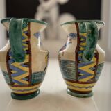 Pair of majolica jugs – perugia italy – 1960s