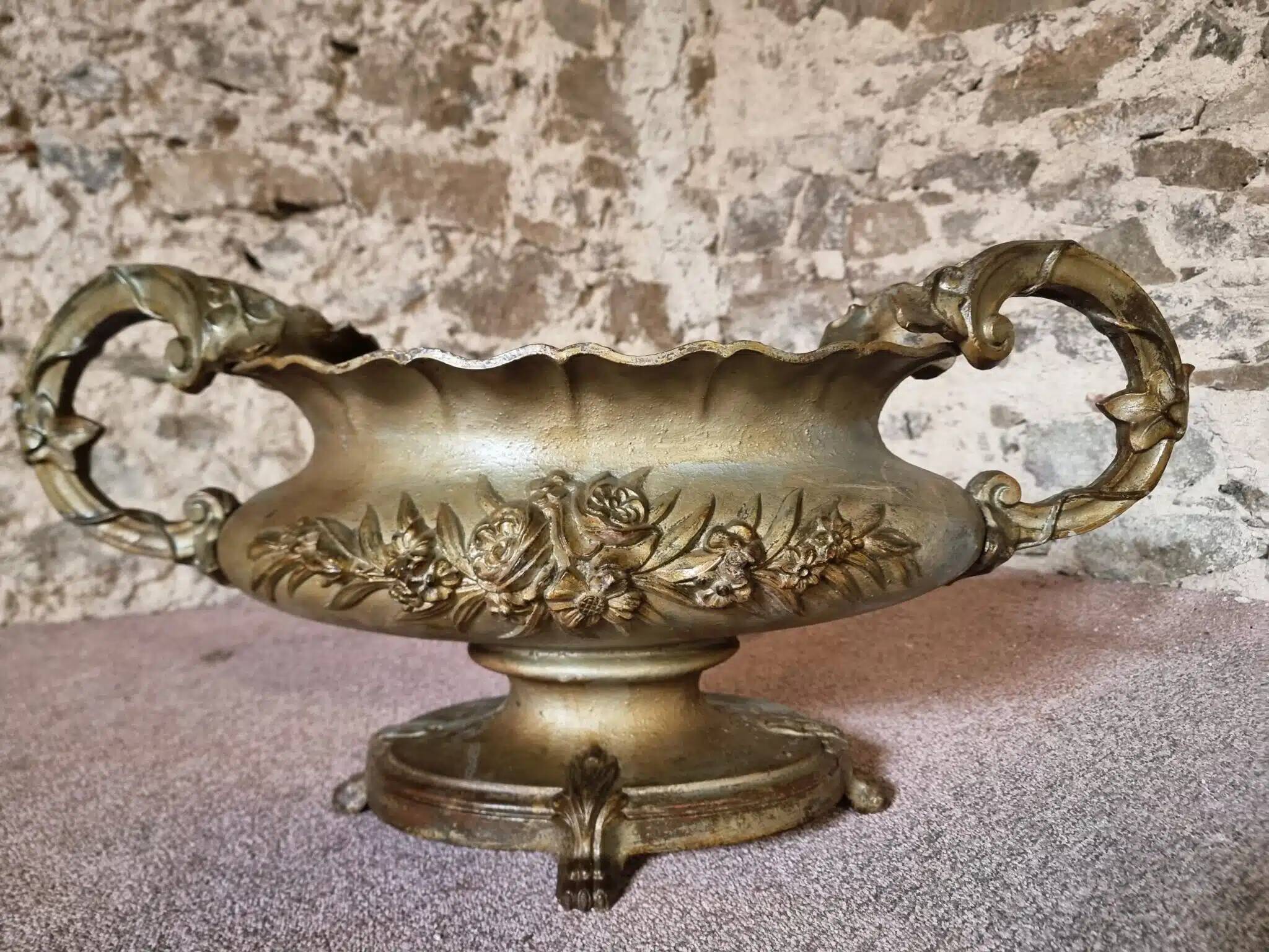 Large antique cast iron planter on a stand, France, circa 1900.