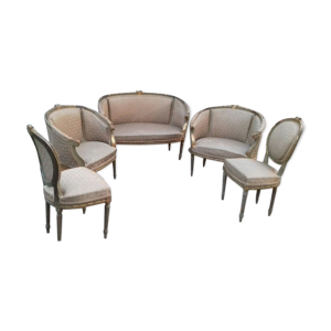 Salon doré deux fauteuils - paire chaises louis