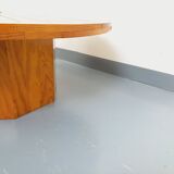 Vintage round pine coffee table from the 70s