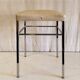 Tabouret vintage en métal chromé et similicuir blanc - mid. XXeme