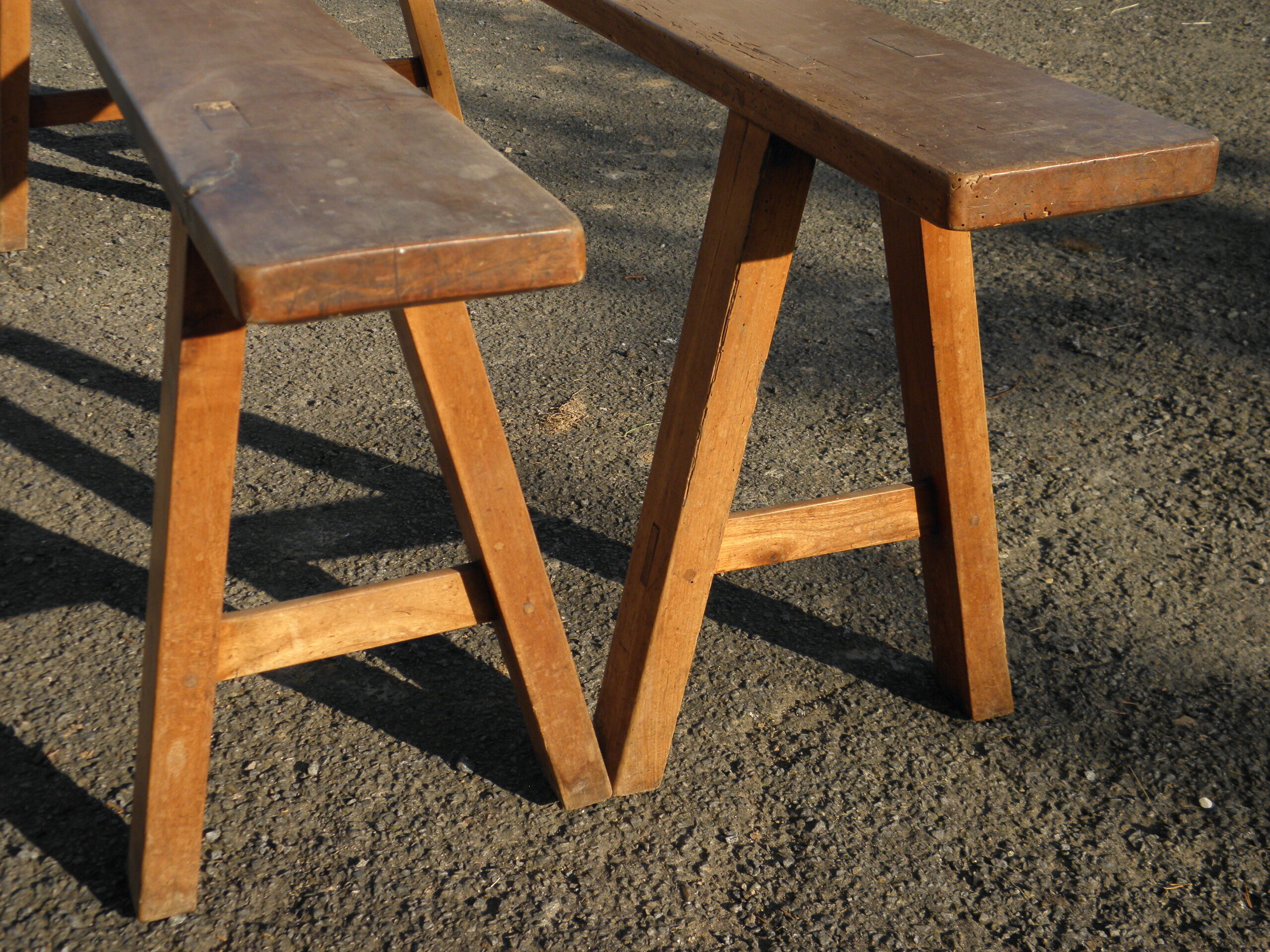Pair of cherry farm benches