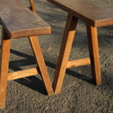 Pair of cherry farm benches