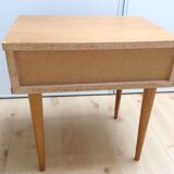 Scandinavian-style varnished wooden bedside table / vintage 60s-70s