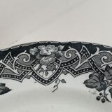 8 old, black and white dessert plates, Lunéville, Country Pranksters