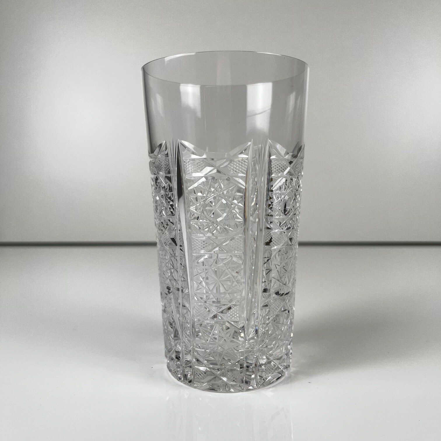 Set of 5 Bohemian cut crystal highball glasses, Czech Republic