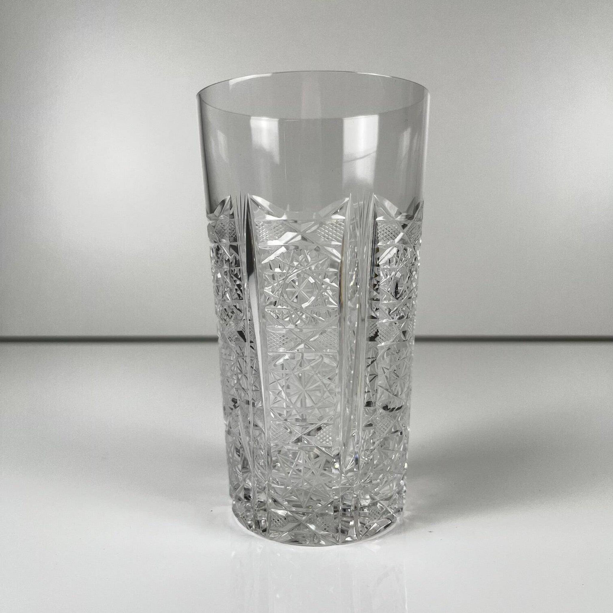 Set of 5 Bohemian cut crystal highball glasses, Czech Republic