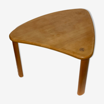 Scandinavian pine kidney shaped triangle side or coffee table, 1970s