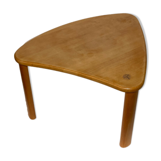 Scandinavian pine kidney shaped triangle side or coffee table, 1970s