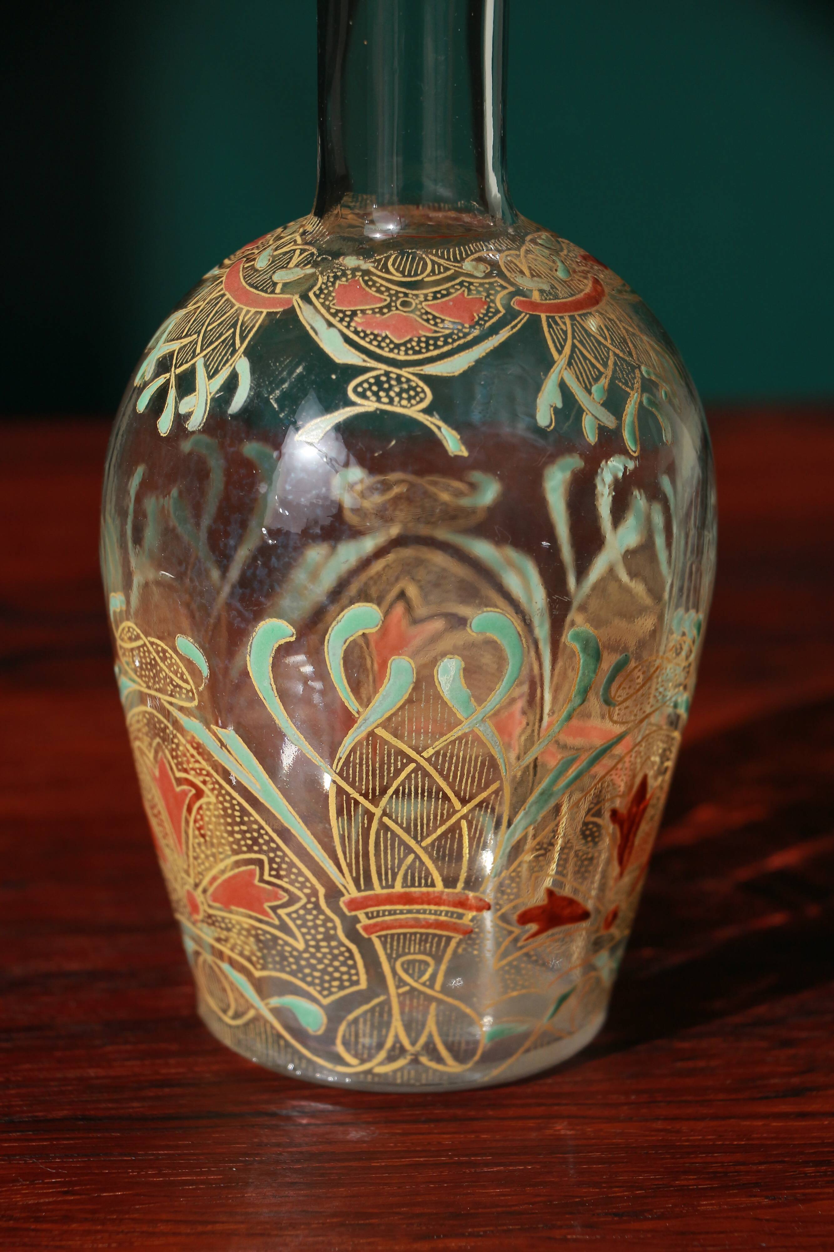 Carafe à liqueur - Décor Fleurs de Pavots - Art Nouveau - LEGRAS