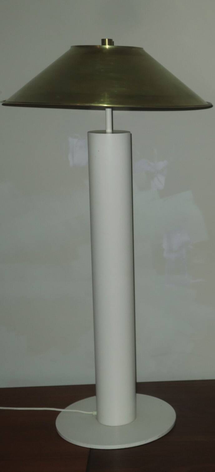 Mid century Italian floor lamp with brass shade, 1970s