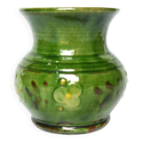 Vase artisanal en terre vernissée vert
