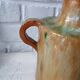 Vintage green enamelled handmade terracotta jar France