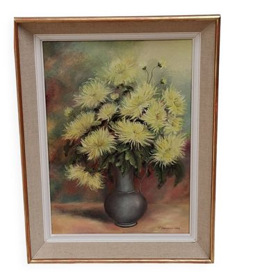 Tableau chrysanthèmes jaunes