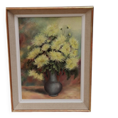 Tableau chrysanthèmes jaunes