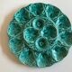 Plat à huitres en faience de Gien turquoise