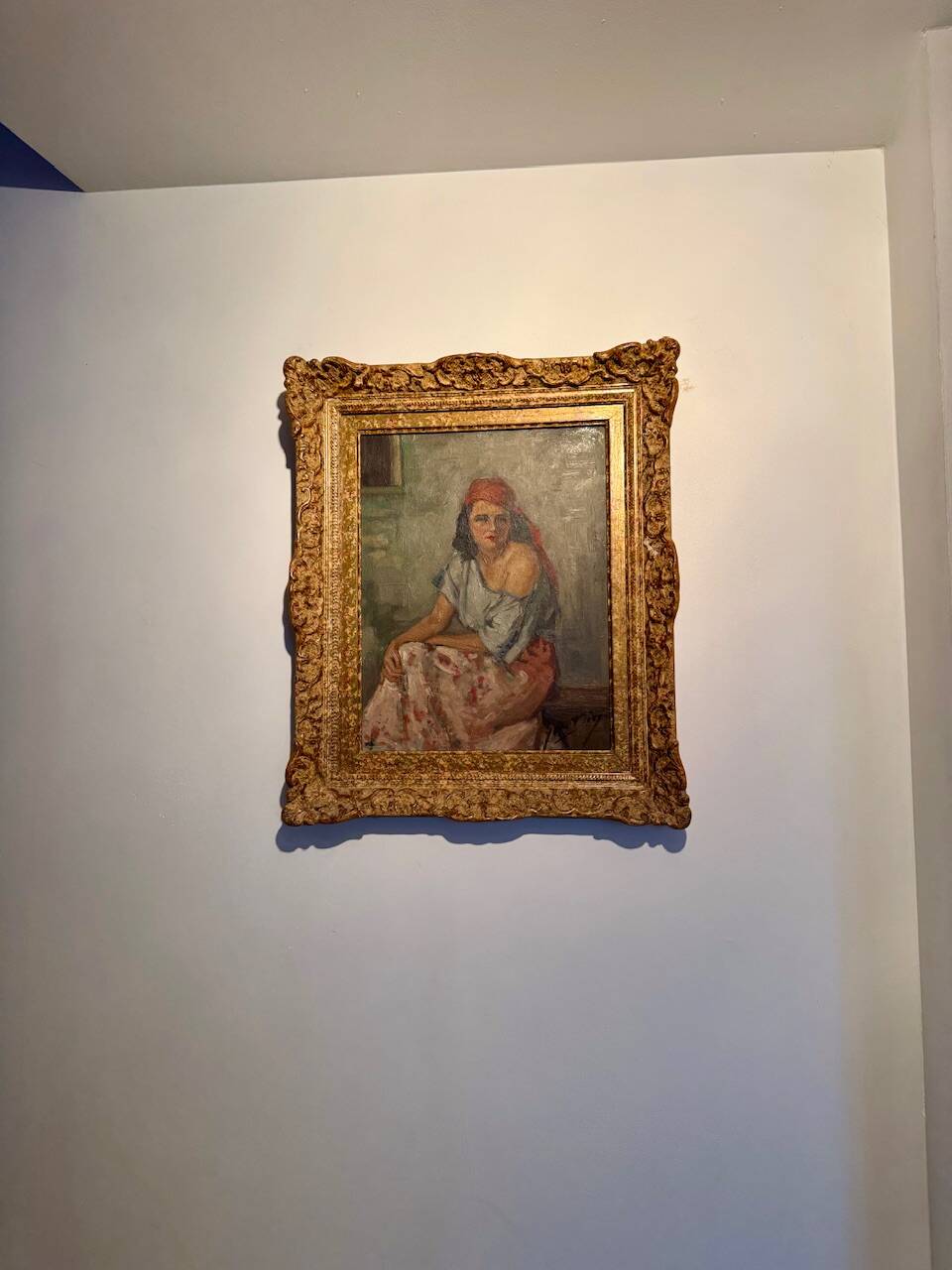 Old painting, portrait of a gypsy woman, signed Yves Diey, 20th century