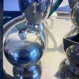 Tea service and coffee art deco handmade, solid tin and malachite