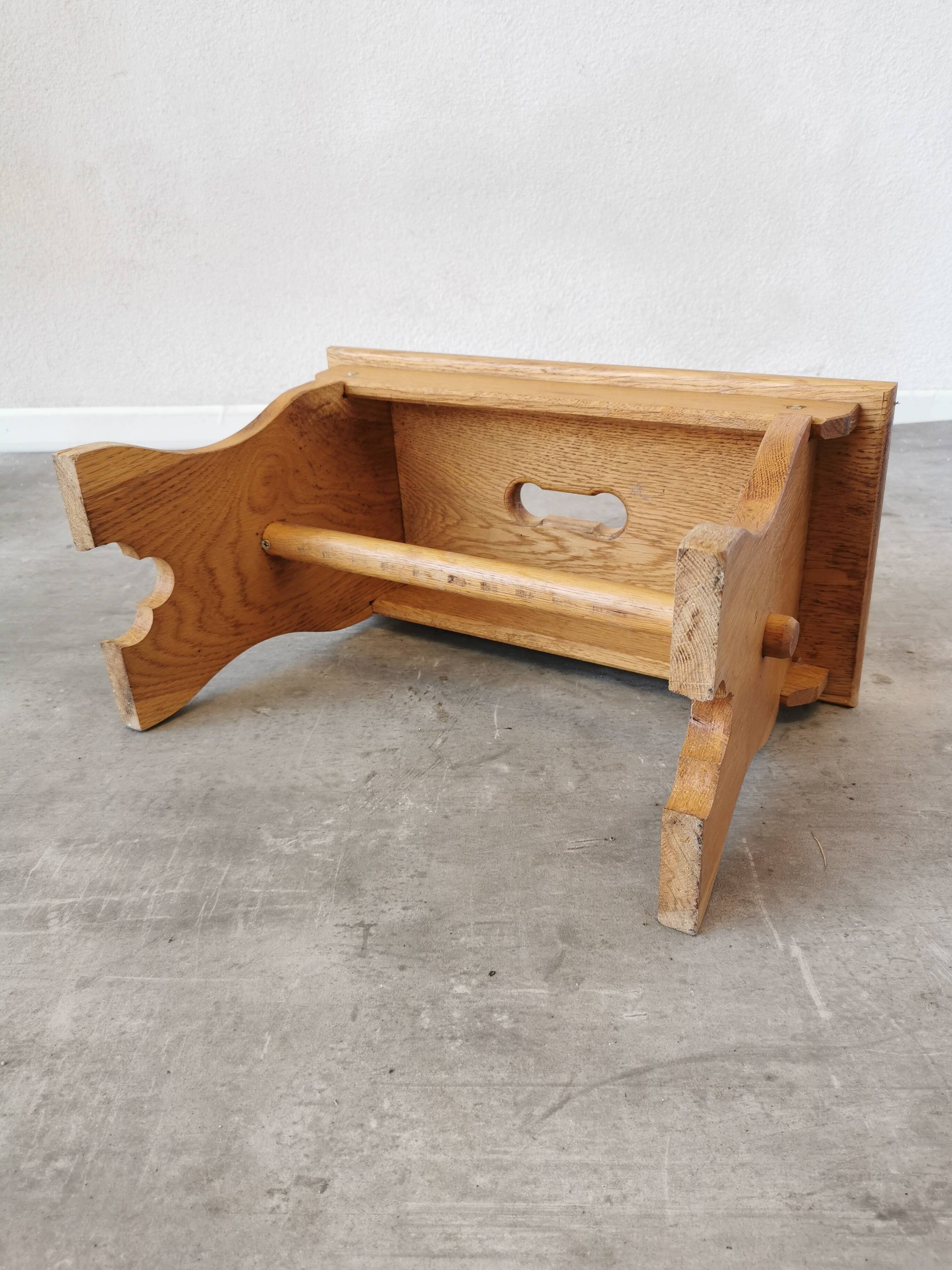 Vintage Wooden Footstool: Handcrafted Yugoslavian Pruchka, 1960s