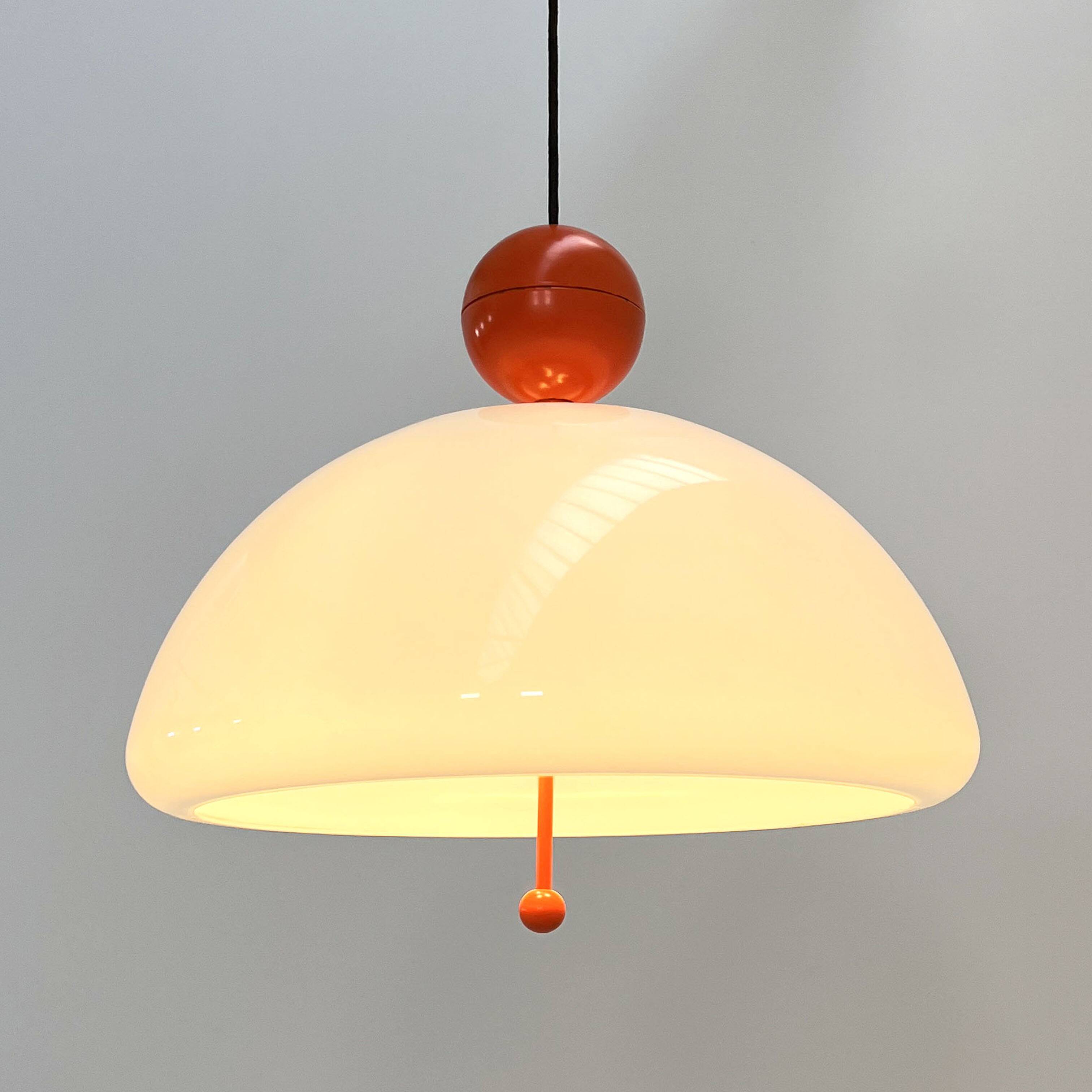 Suspension Saliscendi Orange by Elio Martinelli for Martinelli Luce, 1970