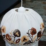 Fringed vintage suspension with brown flowers