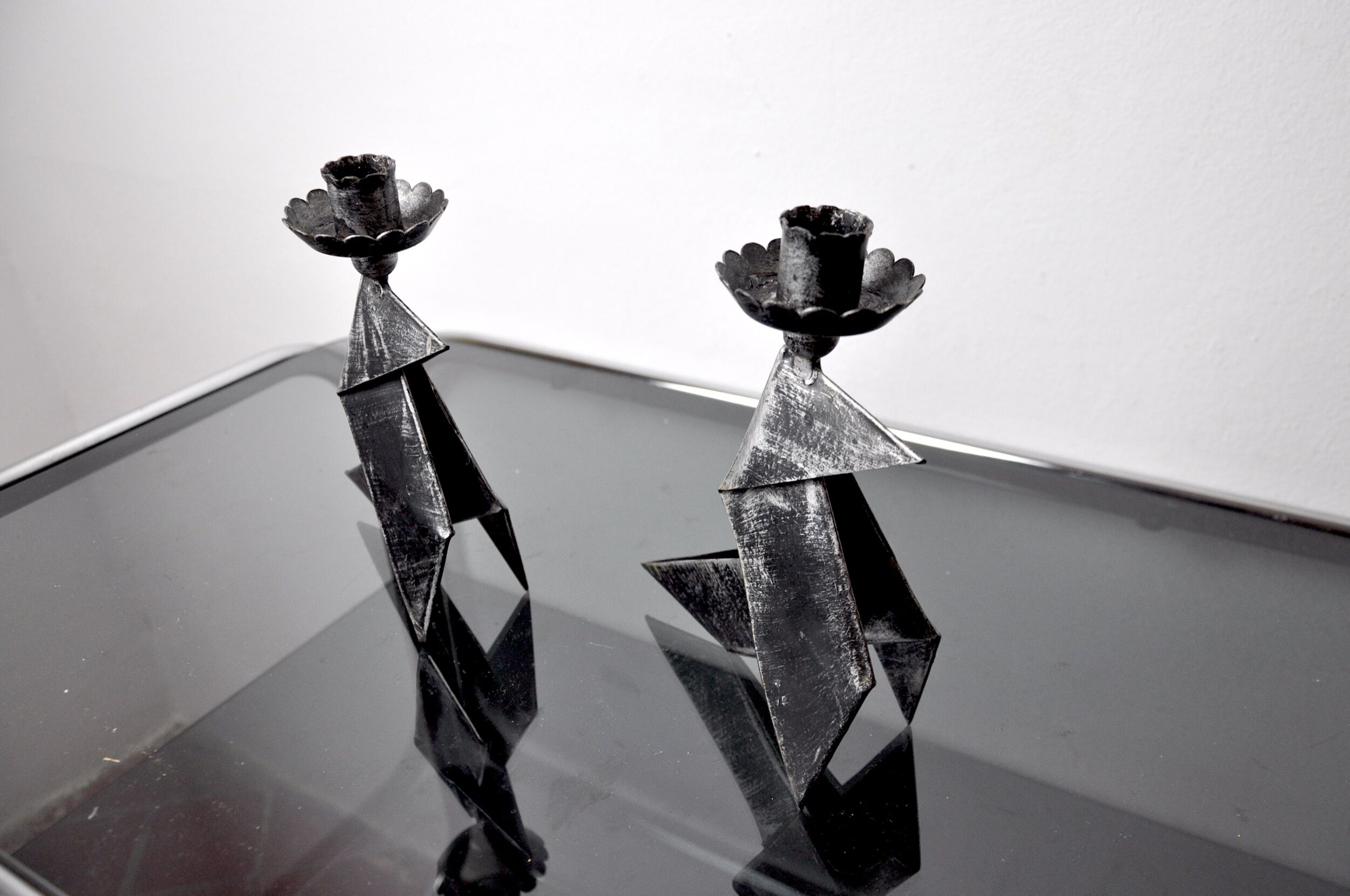 Pair of candlesticks "birds", folk art, Denmark, 1970